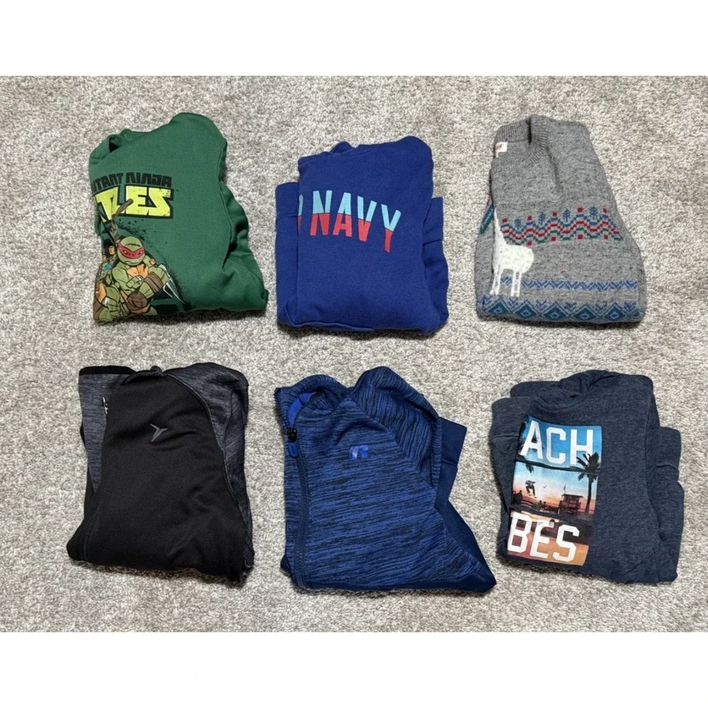 Lot Of 6 Boys Sweatshirt Zip Up Hoodie Ninja Turtles Old Navy Reebok Size 6-7‎